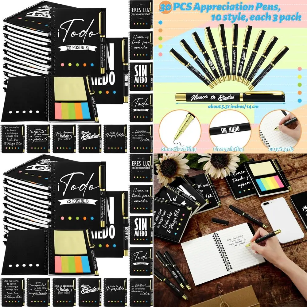 

Spanish Christian Spiral Notebooks & Bible Verse Pens: Inspirational Gifts for Church Staff & Pastors