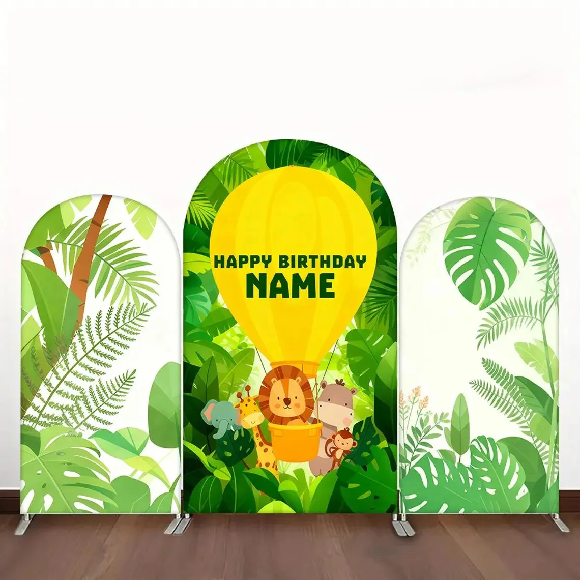 

LS 2-Sided Arch Cover Tropical Jungle Cartoon Wild Animals Decor Backdrop Baby Shower Cake Smash 1st Birthday Prom Photo Props