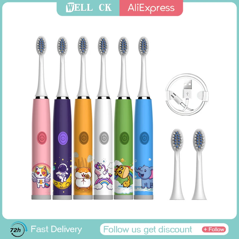 

For Children Sonic Electric Toothbrush Cartoon Pattern for Kids with Replace The Tooth Brush Head Ultrasonic Toothbrush WDDA83