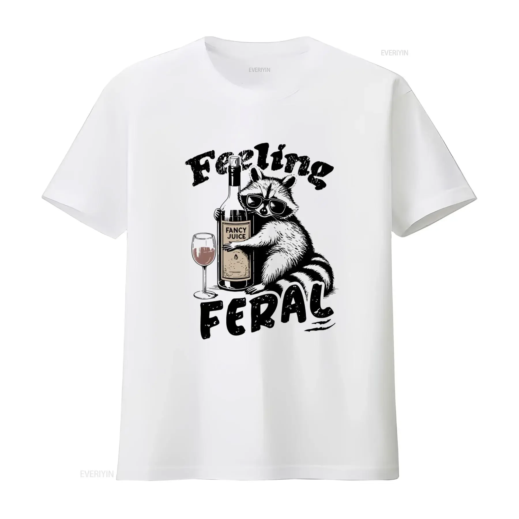 Feeling Feral Funny Raccoon T Shirt Sarcastic Trash Panda with Vintage Adult Humor Oversized Retro Grunge Design in Sunglasses