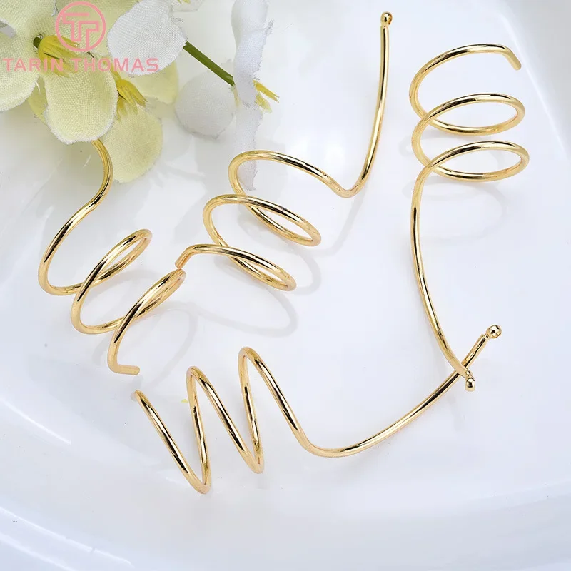 

(2723)10PCS Length 45MM 24K Gold Color Plated Brass Long Wave Earrings Connector High Quality Diy Jewelry Accessories