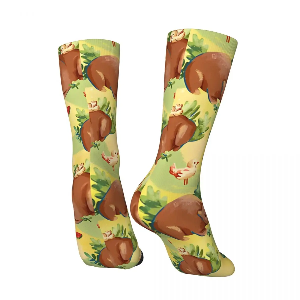 Vintage Capybara Watercolor Cute Capybaras Men's compression Socks Unisex Harajuku Pattern Printed Novelty Crew Sock