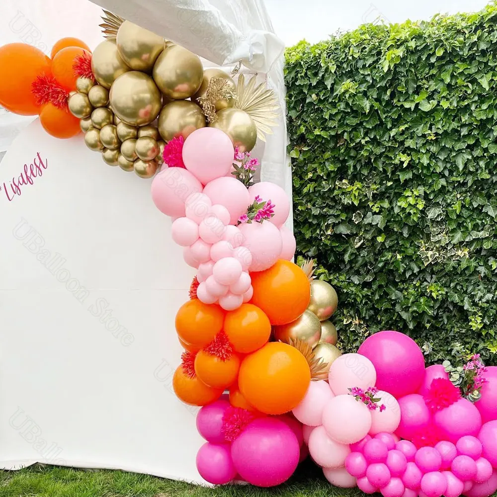 40 Stück rosa orange Luftballons Metall Gold Orange hellrosa Latexballons für Braut Babyparty Geburtstag Hochzeit Party Dekor – Detail 3