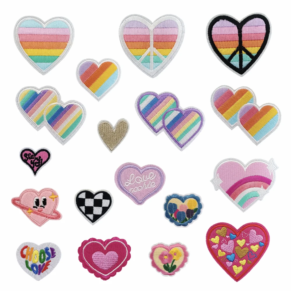 Liebe Herz Stickerei Hot Melt Kleber Bügeln Tuch Patch DIY Nähen Dekoration Passenden Reparatur ein Loch Kleidung Patch
