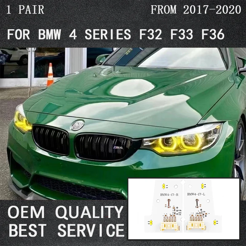 

Yellow Angel Eyes LED Boards For 2017-2020 BMW 4 Series F32 F33 F36 M4 DRL Multicolor Lights 63117493227 63117493228 7493228