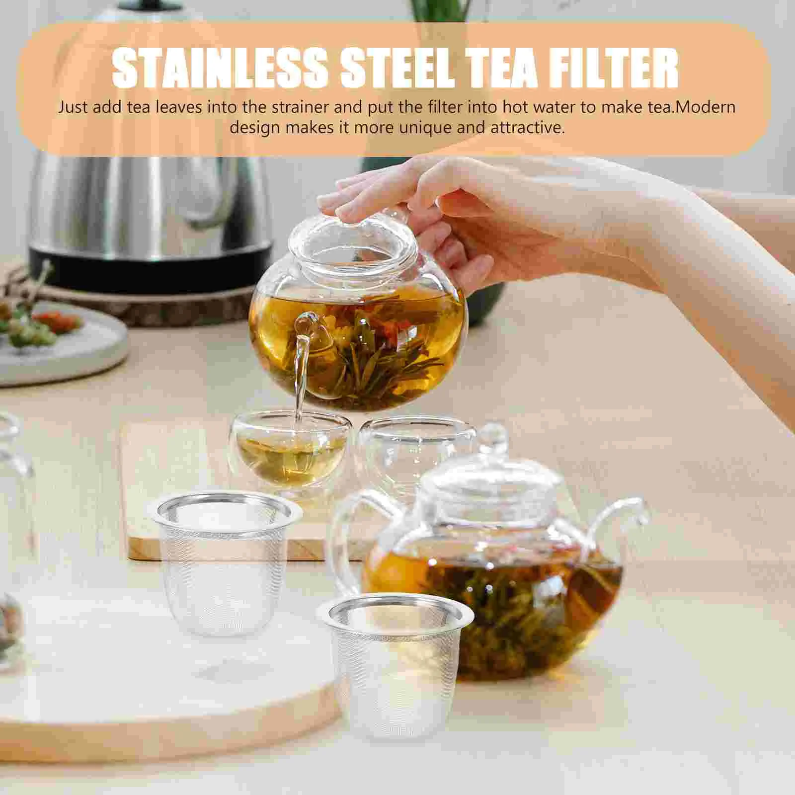 8 Pcs Coffee Pod Maker Tea Leaker Metal Infuser Cup Accessory Fine Mesh Silver Stainless Steel Filter Sturdy Strainer