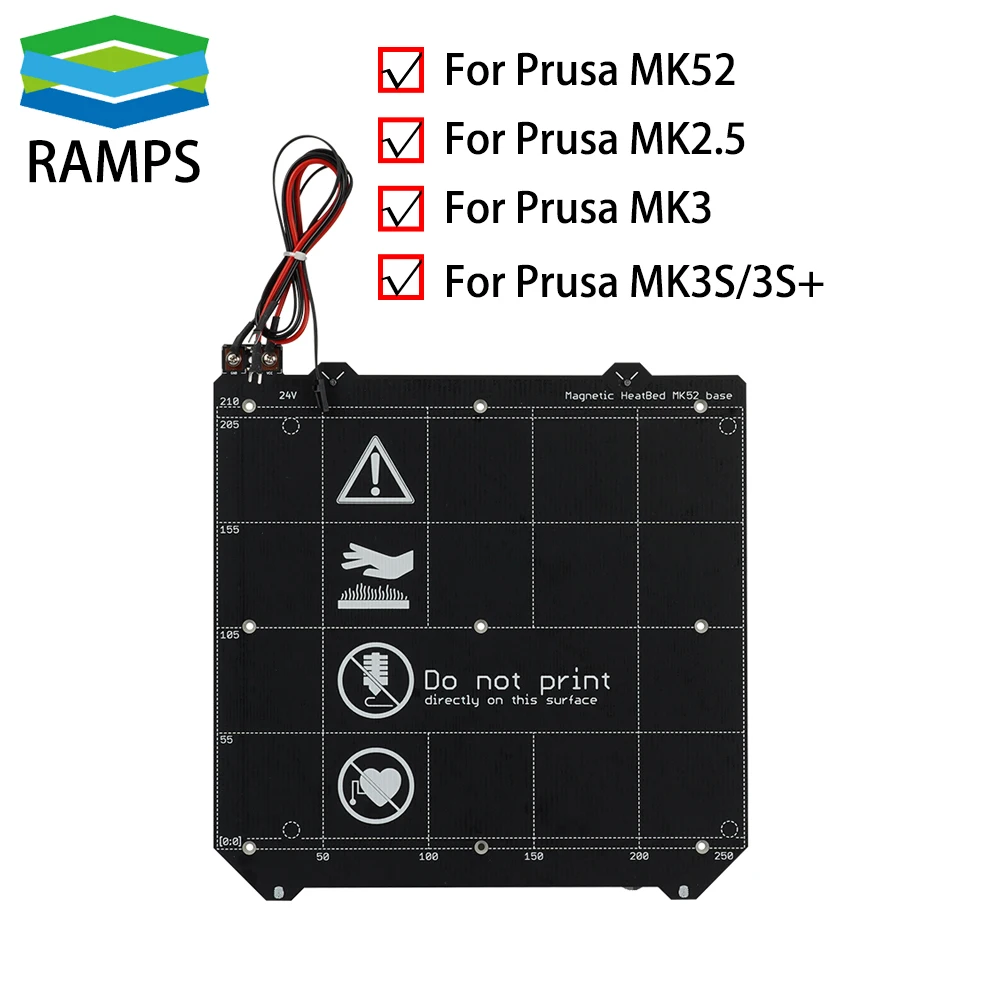 

Ramps Voron 3D Printer PCB Heated Bed 24V 220W For Prusa i3 MK3S MK52 Hot Bed Plate Normal / Magnetic Version