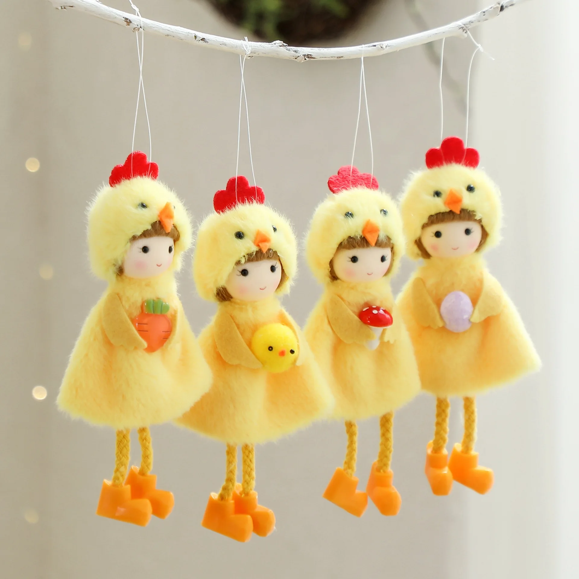 Easter Spring Decorations Chicken Eggs Angel Girls Hanging Easter Home Decoration Pendants Party Props Kids Birthday Gifts