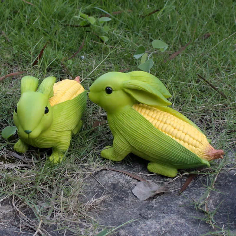 Resin Home Decoration Crafts, Corn Rabbits, Outdoor Garden Decoration Ornaments, Courtyard Balcony Decorations