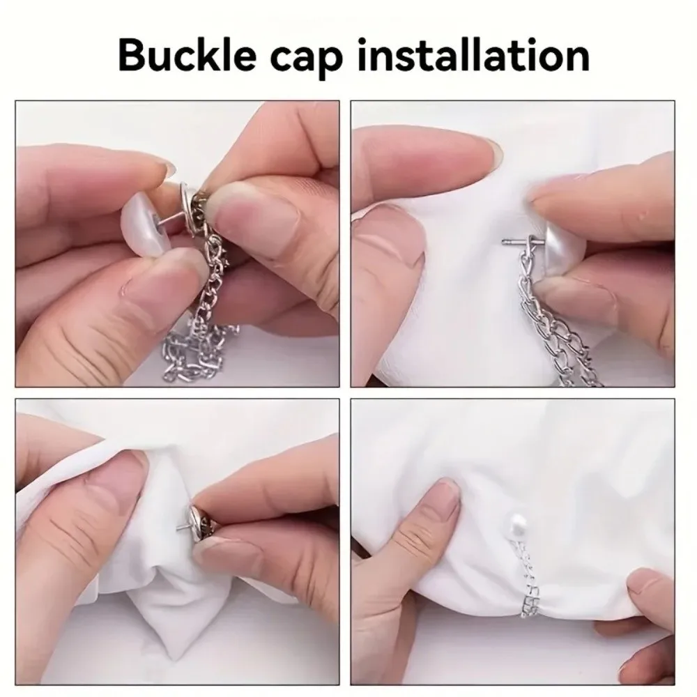 3-in-1 Clothing Clip With Chain Adjustable Butterfly Hem Clip Heart-Shaped No-Sew Shorten Sleeves Clips Women Dress Decoration