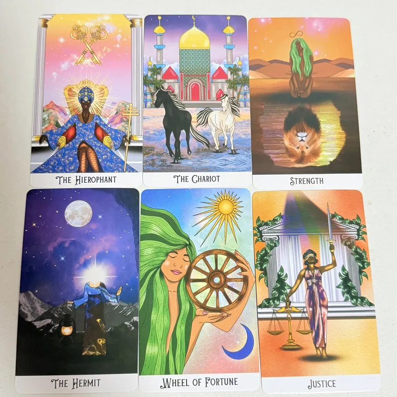 Dek Tarot Jiwa Mistik 78 Kartu 10*6.3Cm Versi Bahasa Inggris Tunggu Permainan Papan Tarot Warna Cerah Sepanjang Dek