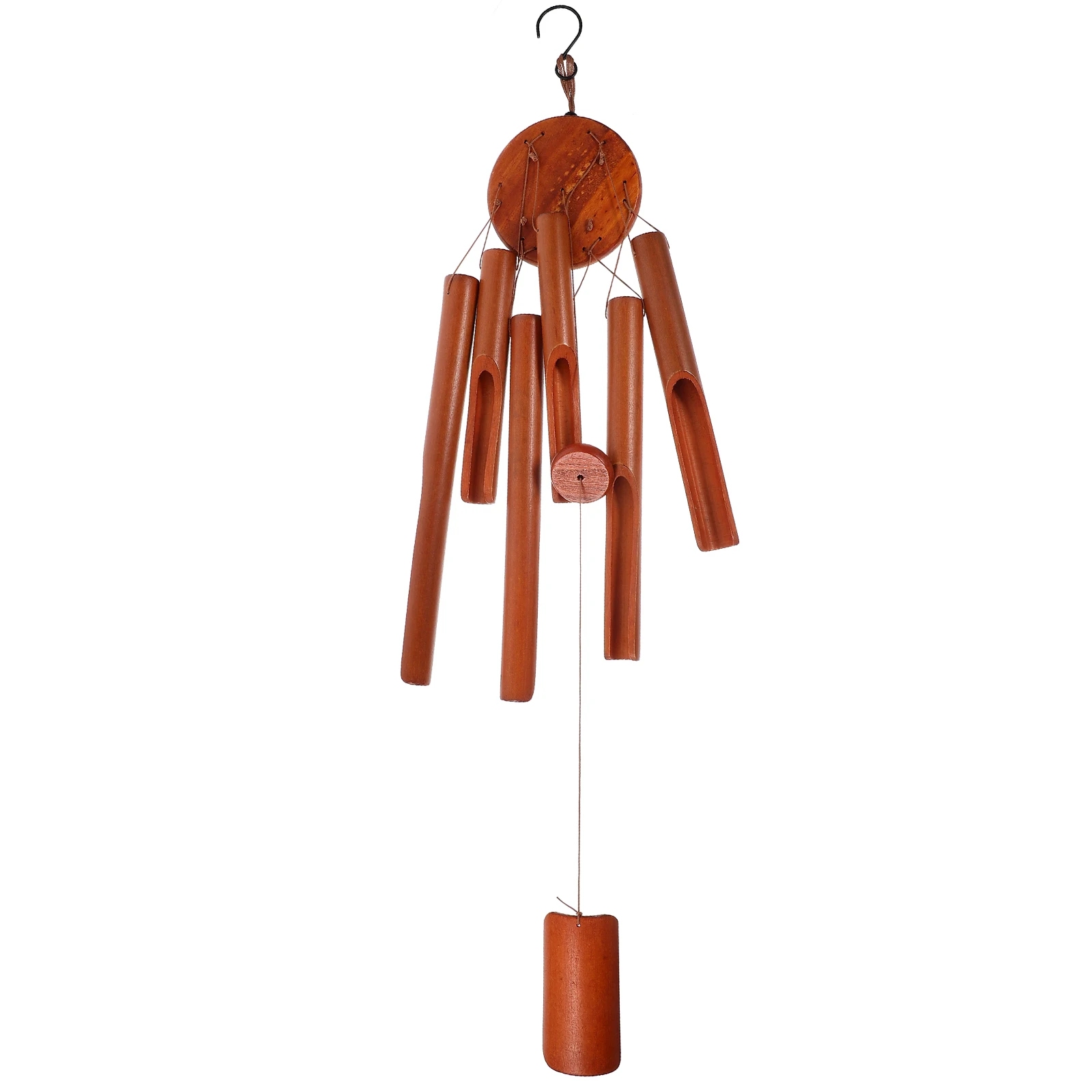 

Wooden Piece Bamboo Wind Chime Hanging Decor Outdoor Garden Sound Bell Home Office Temple Church Cafe Balcony Window