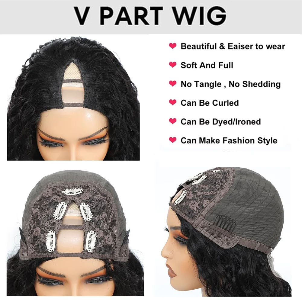 32 Inch V Part Wig Human Hair Long Body Wave Brazilian Hair Wig For Women 200 Density V Shape Wig Brazilian Hair Wigs Beginner Friendly