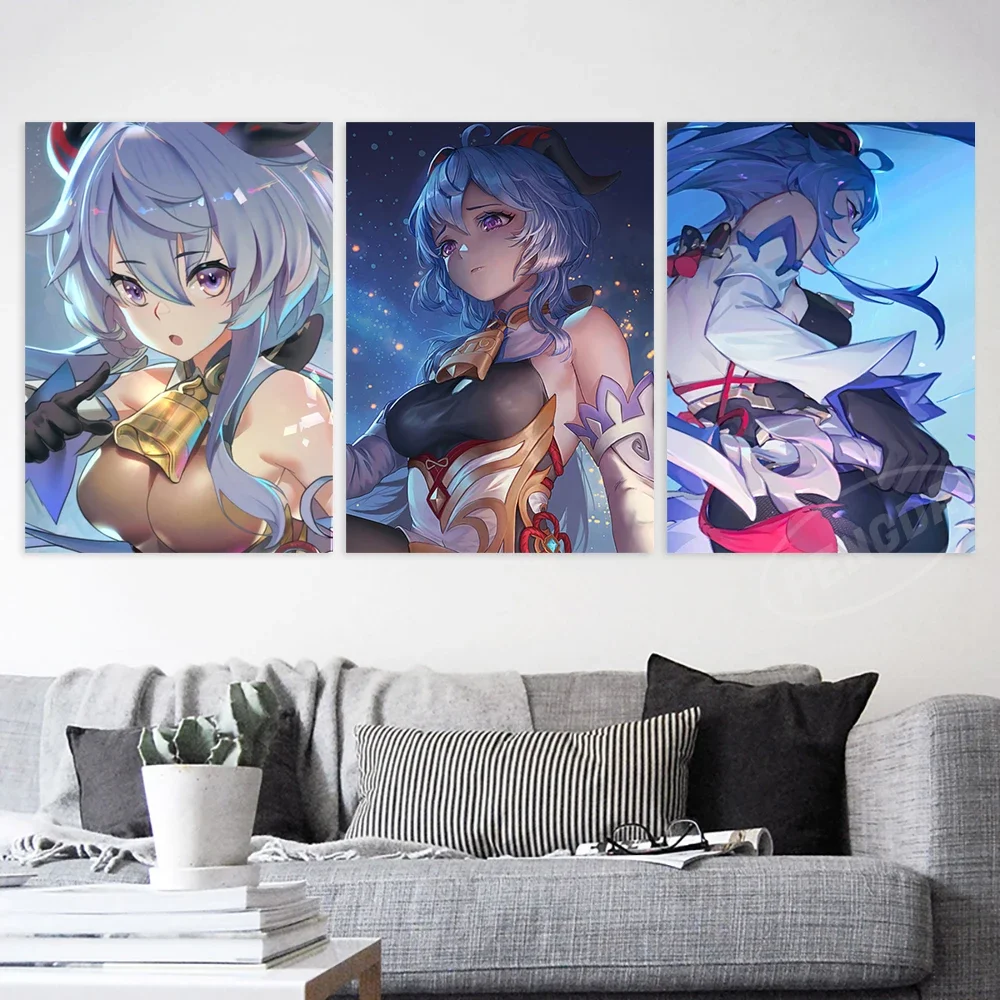 Canvas Painting Genshin Impact Wall Art Ganyu HD Printing Qiqi Poster Adventure Game Home Decorative Living Room Modular Picture