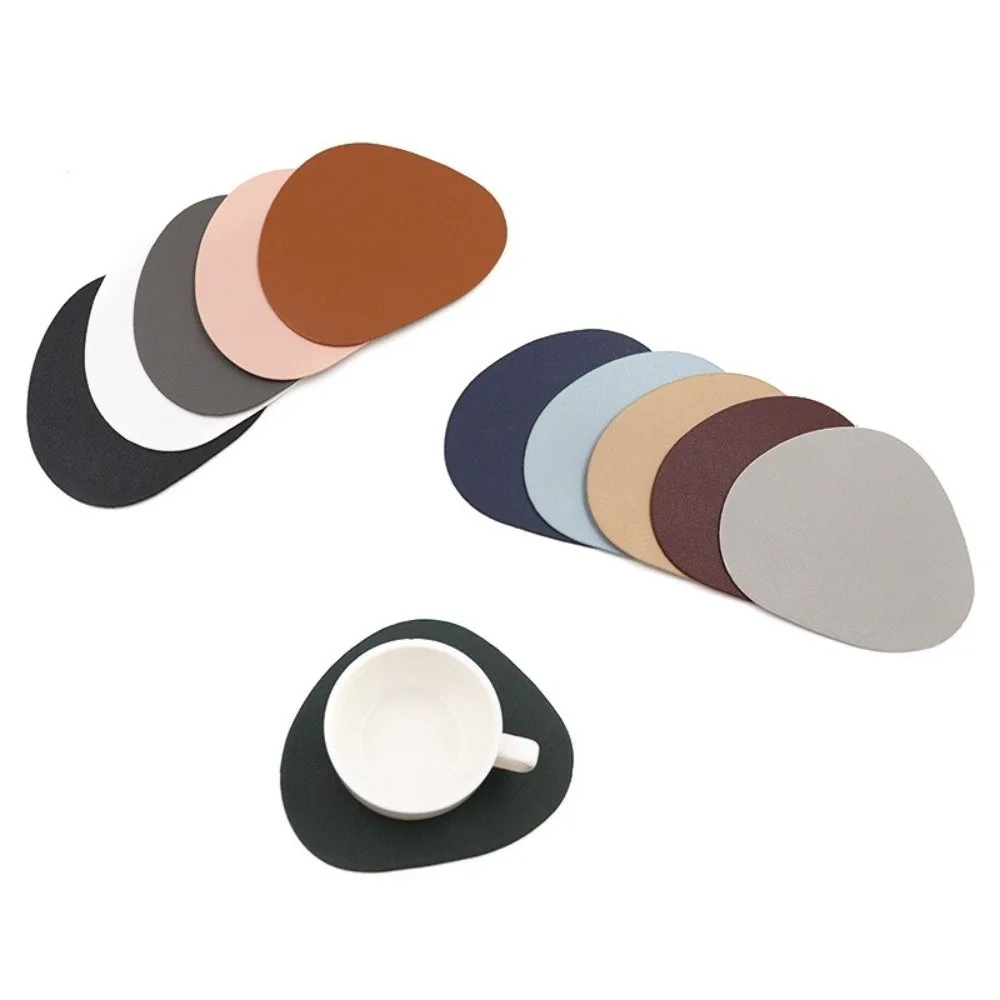 Creative Faux Leather Placemat Irregular Heat Resistant Coaster Washable Insulation Coffee Mat