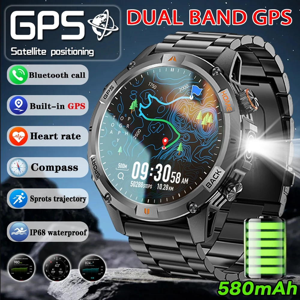 

Outdoor Sports GPS Smart Watch Men 580mAh Battery Built-in GPS Compass 3ATM Waterproof AMOLED Display Bluetooth Call Smartwatch
