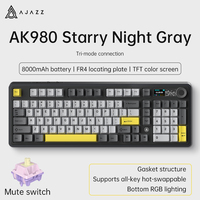 AJAZZ AK980 Mechanical Keyboard Triple-mode 98 with columns gaming keyboard light sound axis body