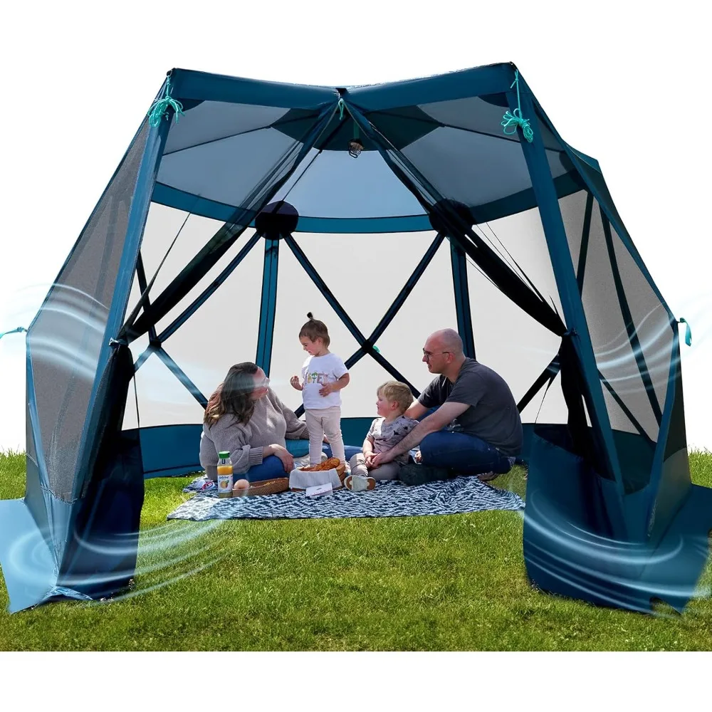 

11.5 X 9.8 Ft Easy Pop Up Gazebo Canopy Tent for Camping, Portable Instant Screenhouse, Pop Up Screened in Canopy with Netting
