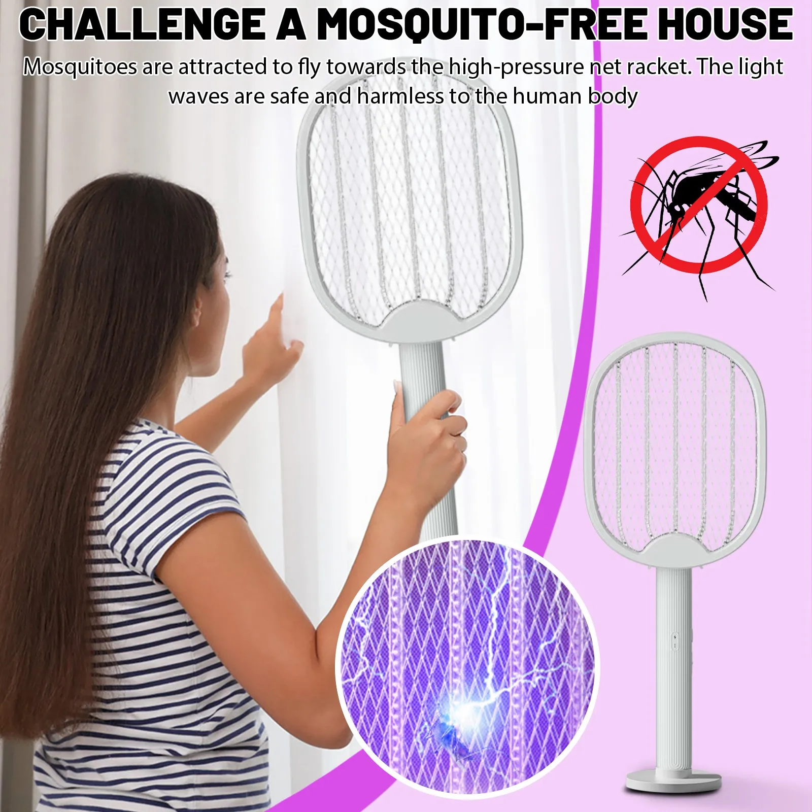 Rechargeable Folding Mosquito Swatter 2-in-1 Fully Automatic Mosquito Trap And Repellents Device Outdoor Protable Bug Zappers