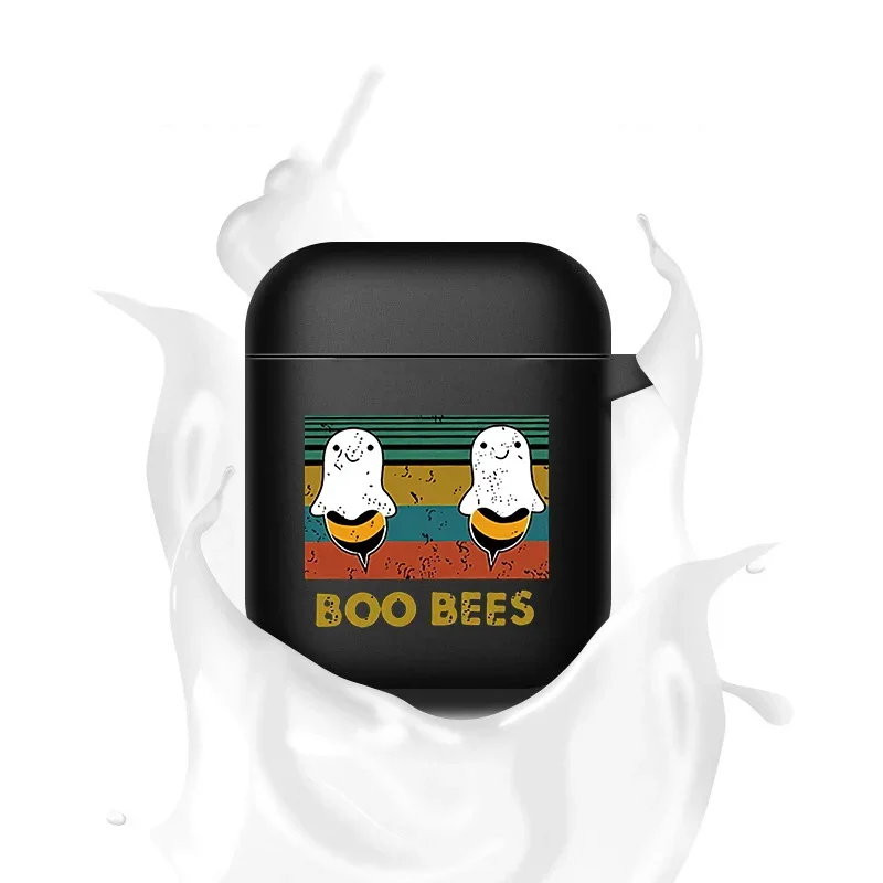 Apple Airpods第1/2世代用シリコンケース,ブラック,Bluetoothワイヤレスヘッドフォン用保護カバー,アンチドロップ