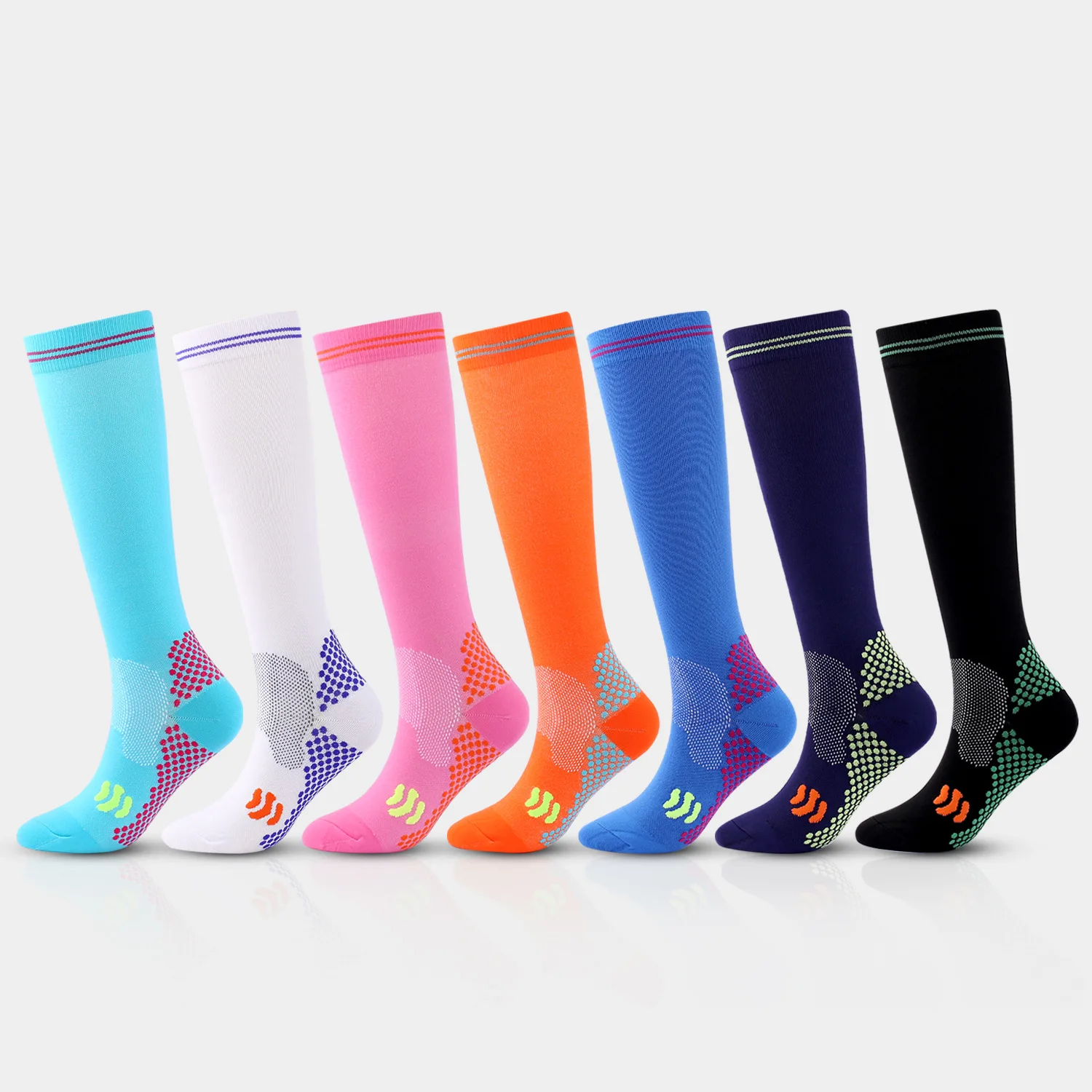 

3 Pairs New Sports Compression Long Socks - Comfortable, Stylish, Available in Multiple Colors for Optimal Performance