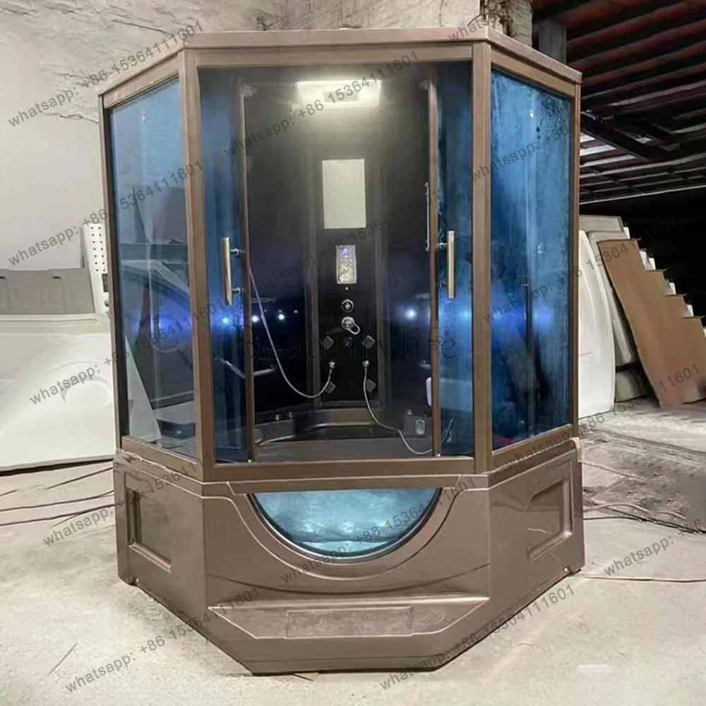 LJYLuxury Steam Shower Cabin 1650X1650X2150mm Wi-Fi Starlink Connection Wet Sauna Room with TV Bathroom Shower Enclosure A-068