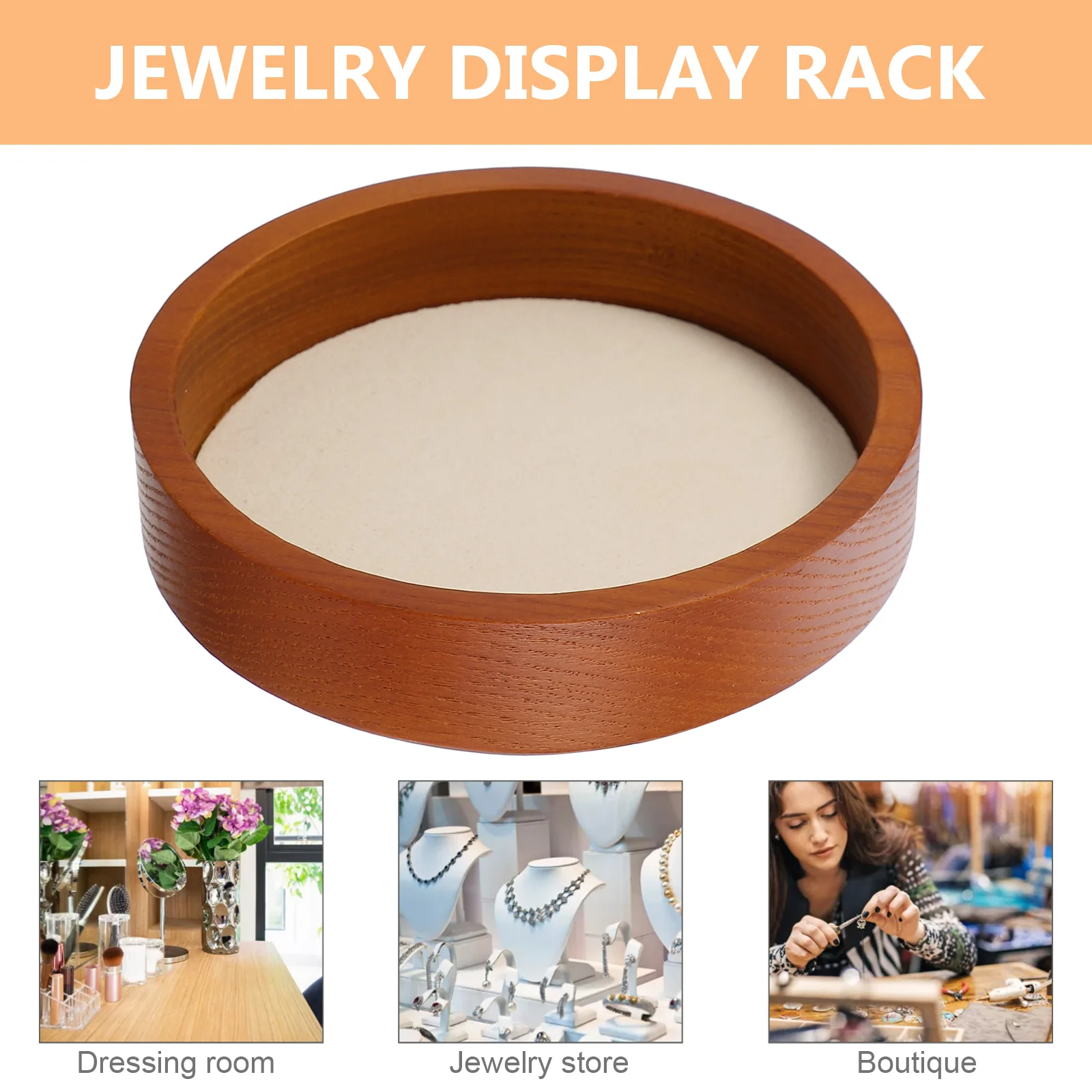 

Wooden Jewelry Display St Solid Wood Round Decorative Tray Holder ganizer for Bracelet Ring Home Store Showcase