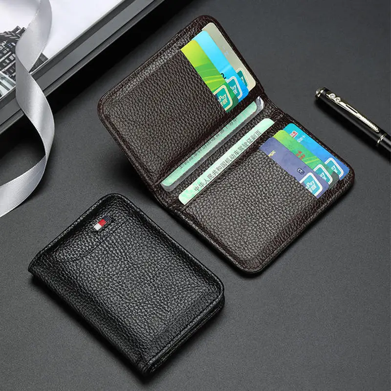 New Business Card Holder Men's Leather Driving License Leather Multi-Functional Bank Large Capacity Ultra-Thin Compact Clam