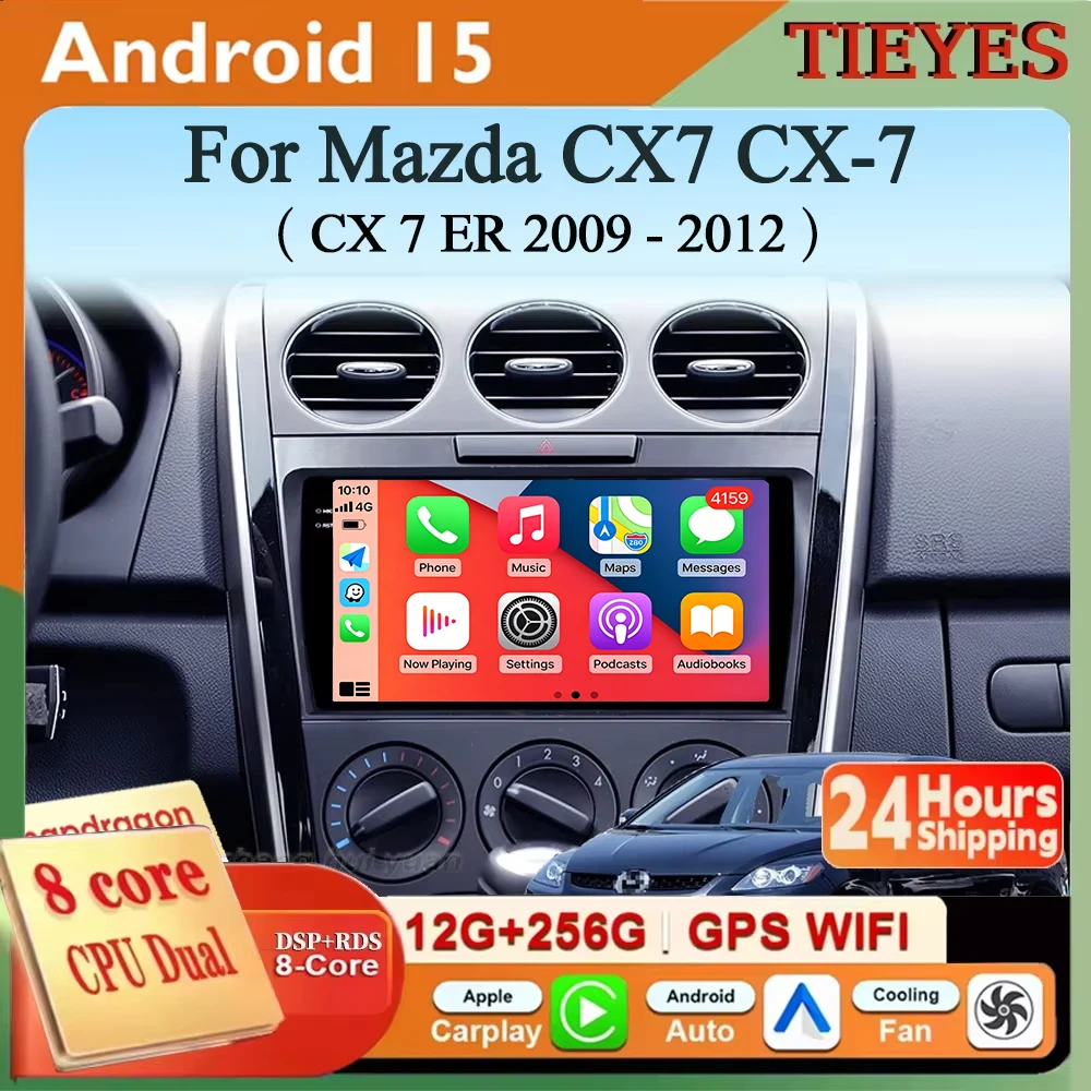 Android 16 Carplay&Auto Car Radio Navigation Multimedia Stereo Player QLED GPS For Mazda CX7 CX-7 CX 7 ER 2009 - 2012