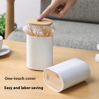 Toothpick Swabs Organizer  Automatic Pops Up Toothpick Box Cotton Bud Storage Case Organizer  Holder Dispenser Container