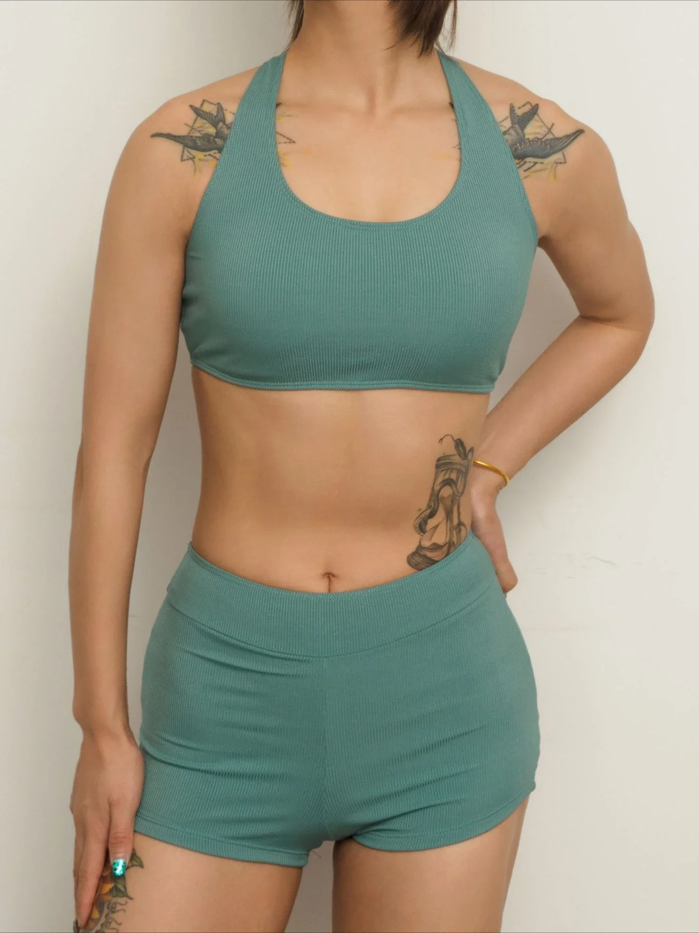 Bikini Set for Women Solid Color High Waist 2 Piece Swimsuit U-neck Backless Beach Vacation Bathing Suit Swimwear 2025 New