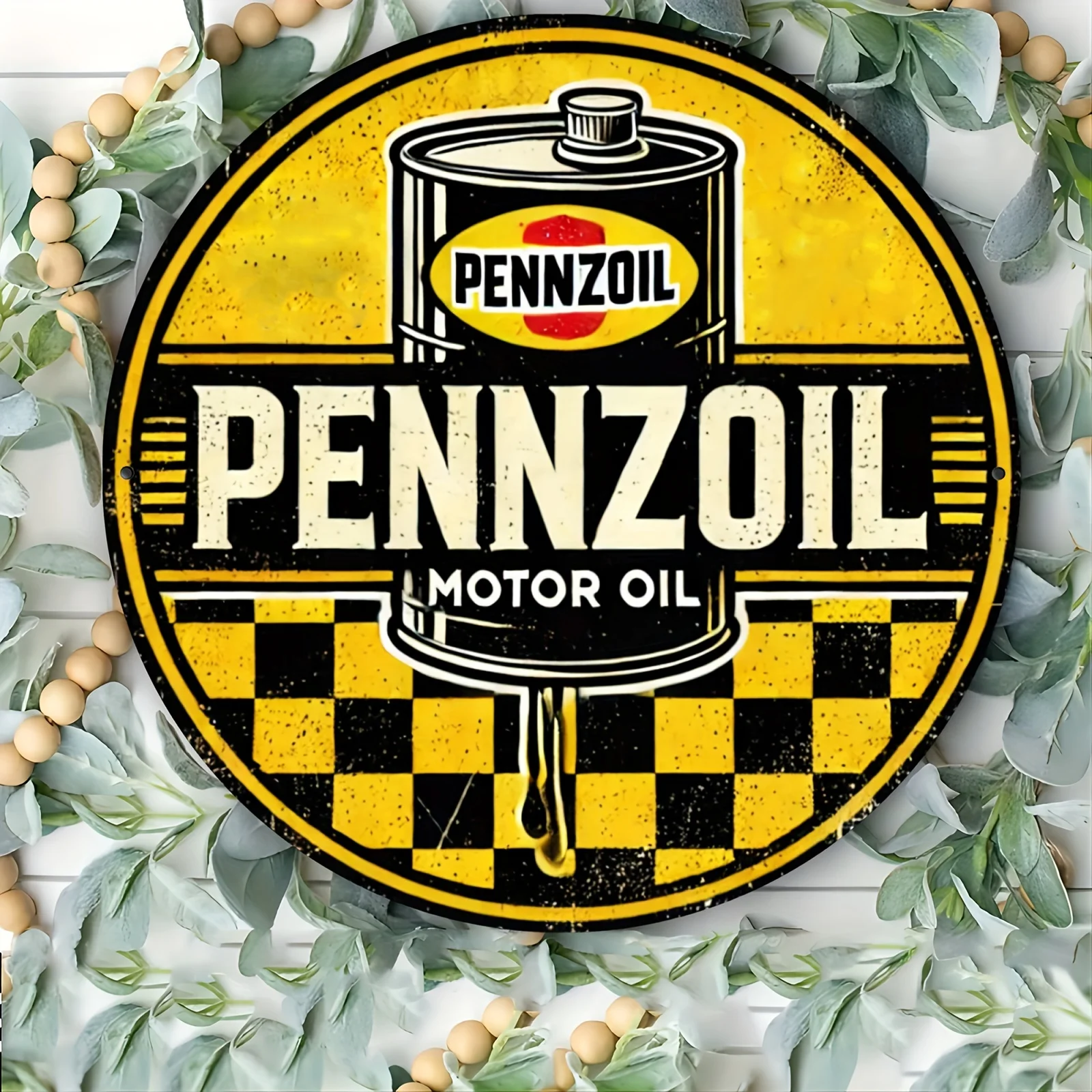 Placa de Metal Retro de aceite de Motor Pennzoil de aluminio redondo Vintage de 7,8 pulgadas, decoración multiusos para colgar en la pared para el hogar, garaje, Bar, Ca