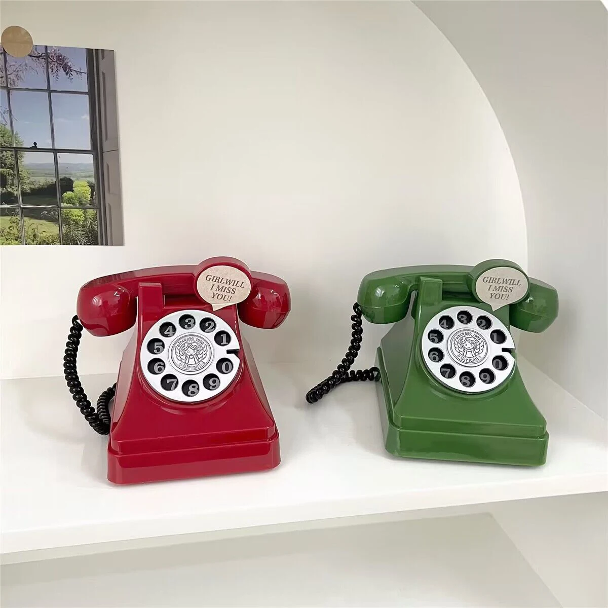 Creatieve schattige retro telefoon geldpot jongens en meisjes cadeau fotografie rekwisieten opslagruimte foto rekwisieten decoratie geschenken