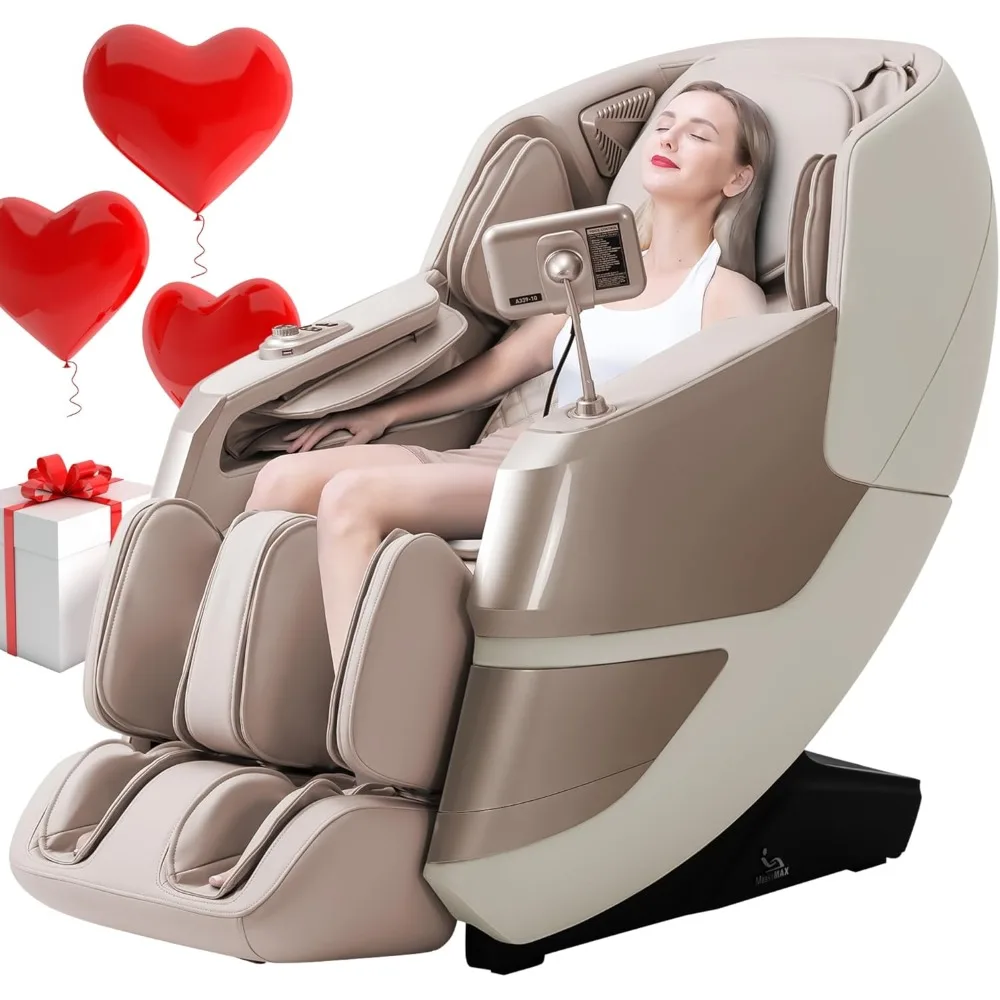 Massage chair, zero-gravity full-body recliner, electric retractable foot pedal, AI voice control, automatic body scanning