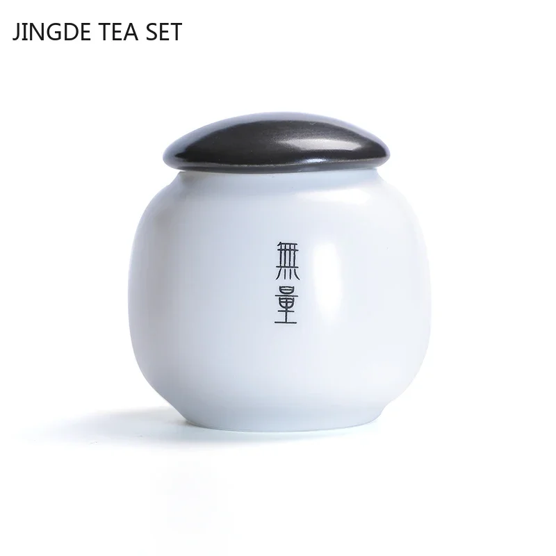 Ceramic Small Portable Airtight Tank Tea Caddy Moisture-proof Jar Home Tea Organizer Airtight Jars Kitchen Spice Container