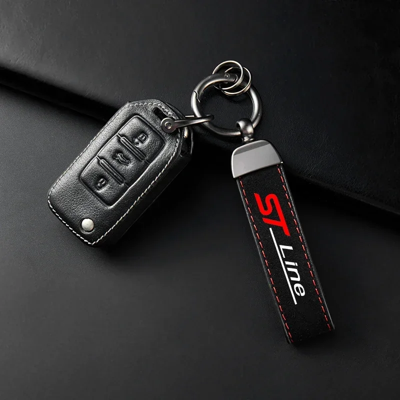 High-Grade Leather Suede Keychain Car Sport Key Ring For Ford ST LINE Ford FOCUS 2 FOCUS 3 Mondeo Fiesta Kuga MK2 MK3