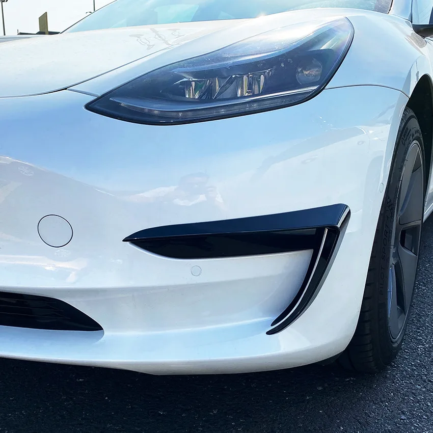 Front Bumper Spoiler Fog Lamp Cover Air Knife Splitter Body Kit For Tesla Model 3 2017 2018 2019 2020 2021 2022
