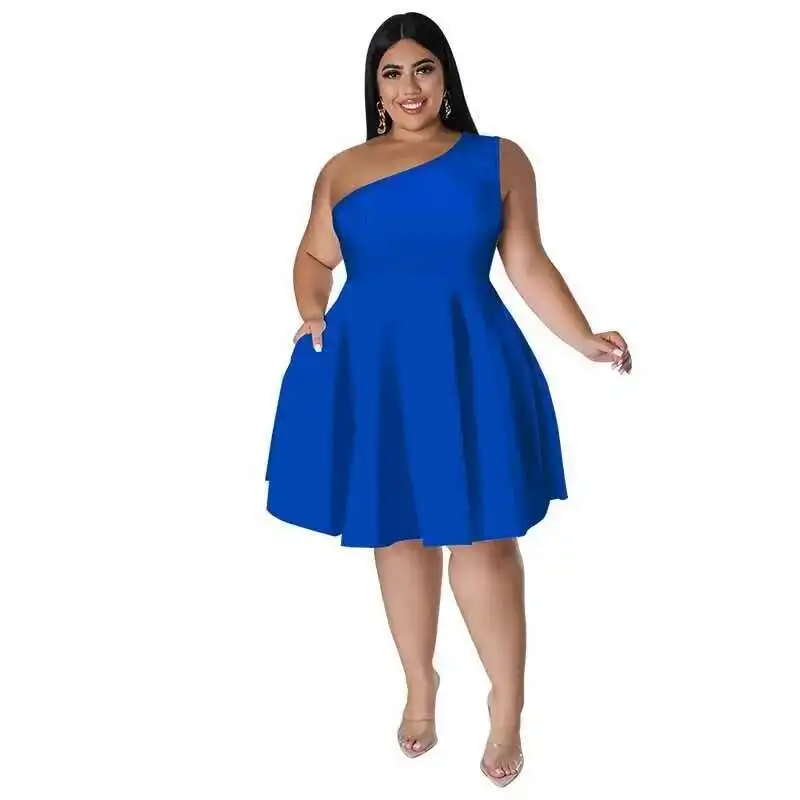 

Plus 218703 Size Women's Multi Color Large Swing Sleeveless Dress Sexy Dress Solid 2025 Party Summer Elegantes Casual Y2k