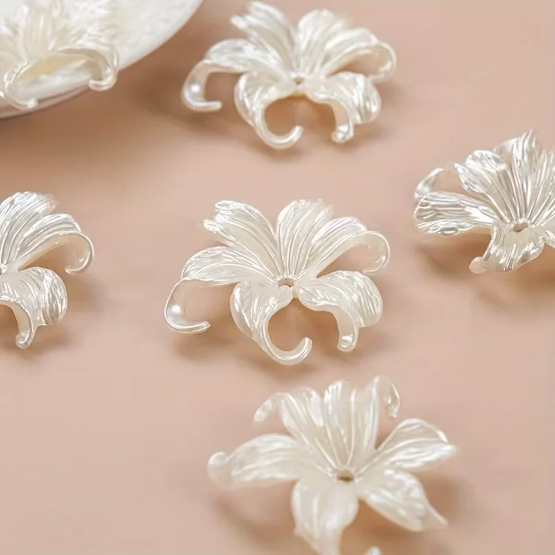 20pcs White Big Iris Flower Beads Charms for Jewelry Making Handmade Necklace Earrings Key Chain Additions view 4