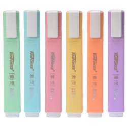 6 Pcs/set Flat Shape Pale Color Highlighter Fluorescent Pen Art Markers Gift Stationery Highlighter Set Pastel Highlighters