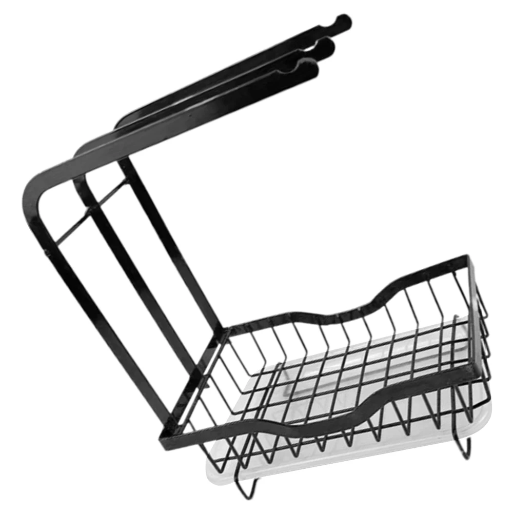 

1pcs Kitchen Sink Metal Sponge Holder Sink Countertop Sponge Holder Drain Stand Black Over Shelf Storage Rack For Dishcloth Soap