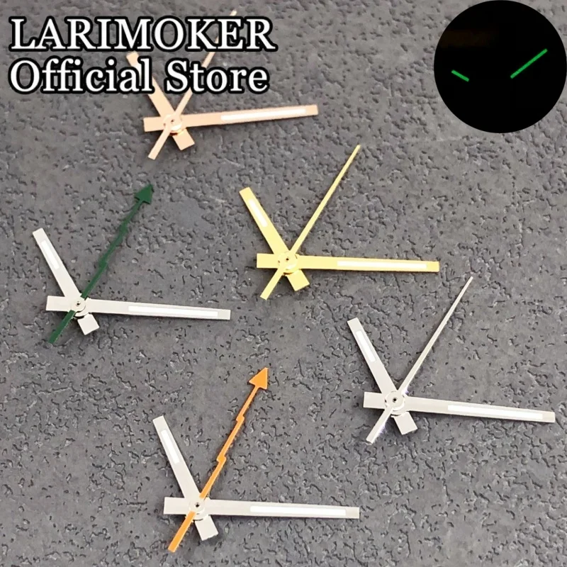 

LARIMOKER Высокое качество, серебро/золото/розовое золото, стрелки часов с зеленым светом, подходят для RONDA 515, аксессуары для кварцевых часов