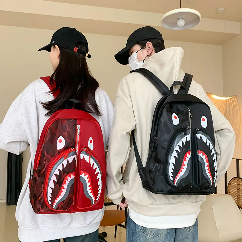 2024New Western Style SchoolbagbapeAll-Matching Graffiti Student Backpack Men's and Women's Fashion Casual Backpack