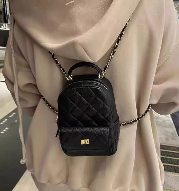 The Same Model as Online Celebri Graceful Rhombus Chain Backpack Simple Japanese and South Korean Sle Cute Mini Portable ...