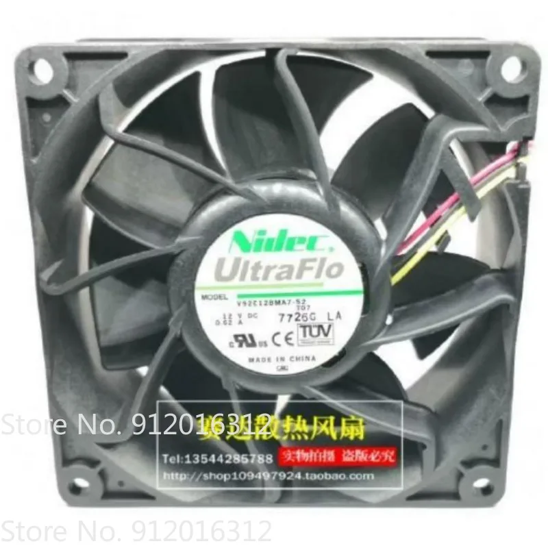 New Cooler Fan for NIDEC V92E12BMA7-52T07 9238 12V 0.62A 3 Wire Cooling Fan 92 * 92 * 38MM