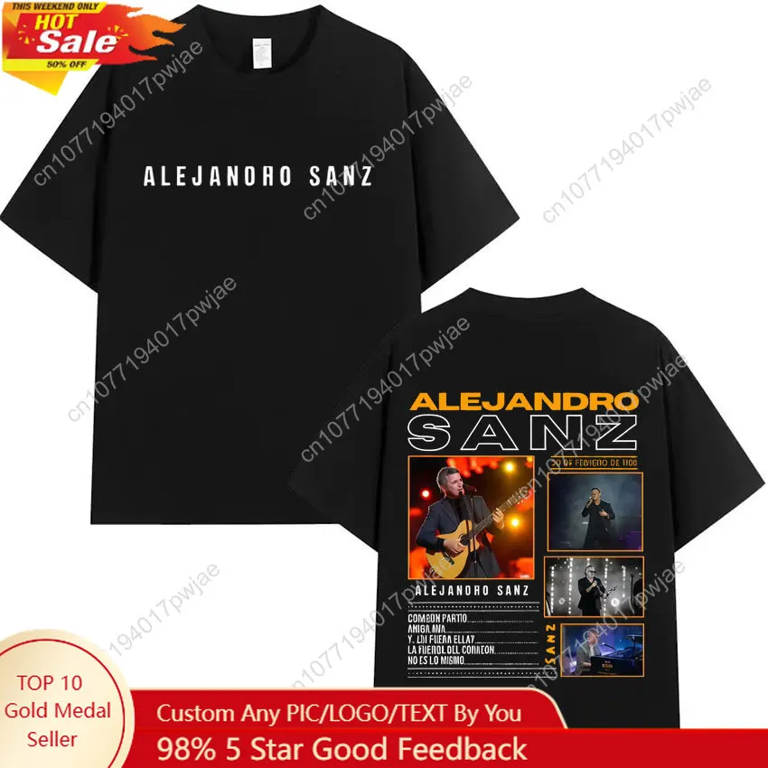 

Singer Alejandro Sanz Graphic Fashion Tshrit Summer Harajuku T Shirt Gothic Men's Cotton T-shirt Casual Oversized Tees Fans Gift