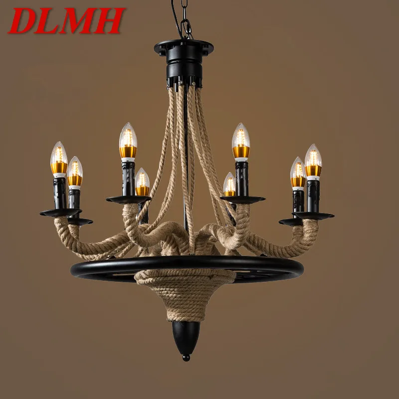 

DLMH American Style Retrohemp Rope Chandelier Nostalgic Loft Industrial Style Internet Cafe Restaurant Hot Pot Shop Pendant