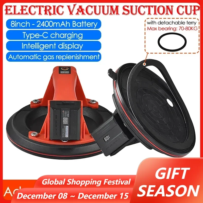 Electric Vacuum Suction Cup Granite Ceramic Tile Heavy-Duty Vacuum Suckers Automatic Air Replenishment Hand-Held Glass Lifter