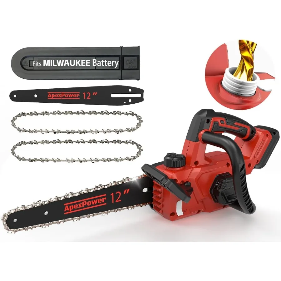 

12 Inch Brushless Electric Chainsaw Cordless Compatible with M18 Battery for Outdoor Tree Pruning and Wood Cutting Features Au