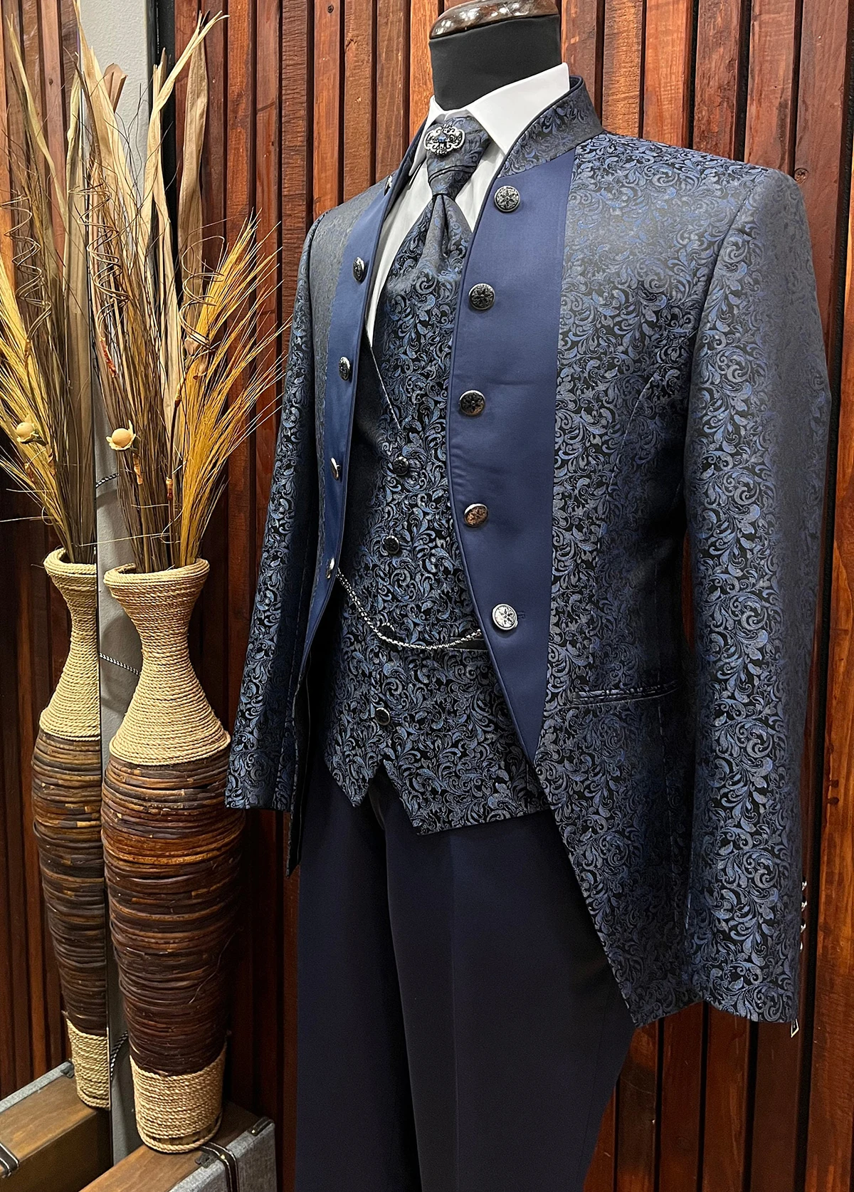 Costumes de mariage formels vintage pour hommes, vêtements de marié, ensemble d\'affaires à revers pointu, blazer et pantalon en émail personnalisés,